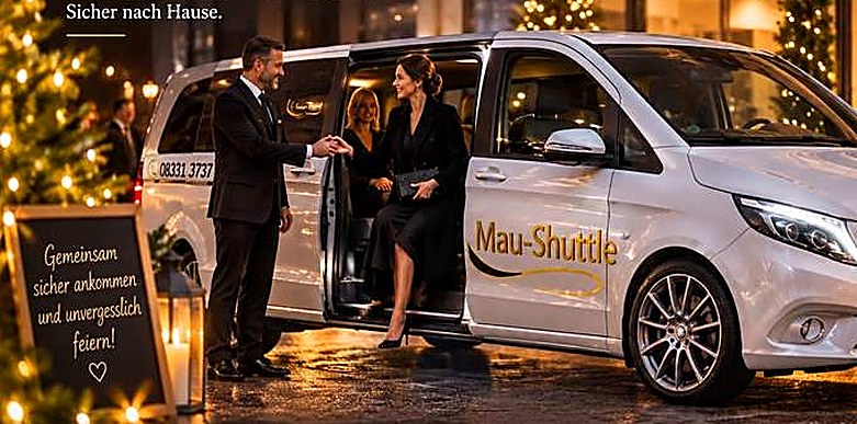 Mau-Shuttle von Mau-Taxi im Einsatz bei einer Firmen-Weihnachtsfeier